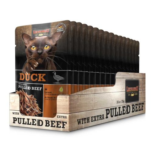 Leonardo kacsa+extra tépett marhahússal 70g macskatáp