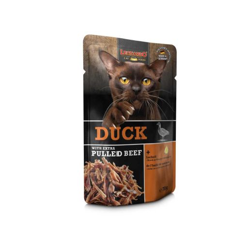 Leonardo kacsa+extra tépett marhahússal 70g macskatáp