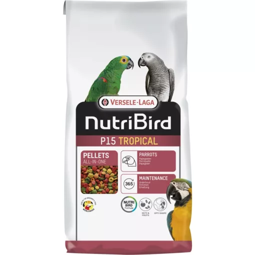 NutriBird P15 Tropical 3kg Fenntartó pellet trópusi gyümölcsökkel óriás papagájoknak