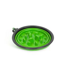 Összecsukható kutyatál - habzsolásgátlóval - zöld - 1000 ml