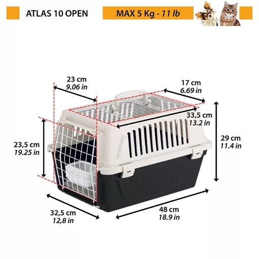 Ferplast Atlas 10 Open kisállatszállító box - fekete