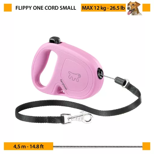 Ferplast Flippy ONE S Pink zsinóros automata póráz 4,5M/12kg