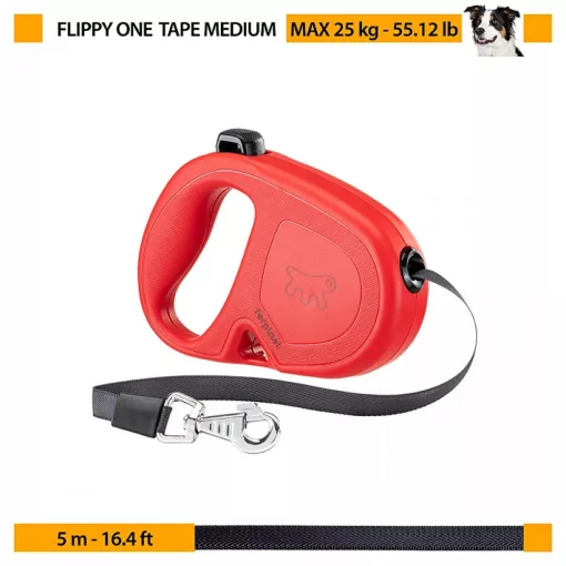 Ferplast Flippy ONE M Fekete szalagos automata póráz 5M/25kg