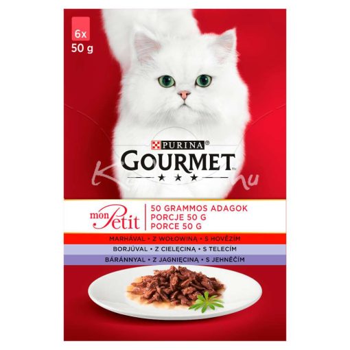 Gourmet Mon Petit Marha/Borjú/Bárány nedves macskatáp 6x50g