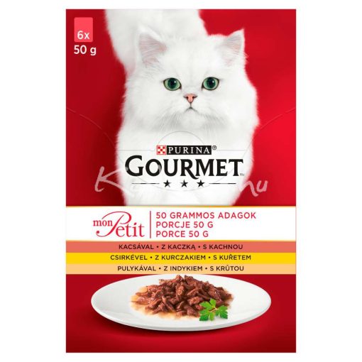Gourmet Mon Petit Kacsa/Csirke/Pulyka nedves macskatáp 6x50g
