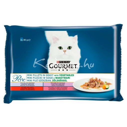 Gourmet Perle borjú/vad/marha/pisztráng macskaeledel 4x85g