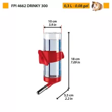 Ferplast Drinky 300ml önitató műanyag tartóval - piros