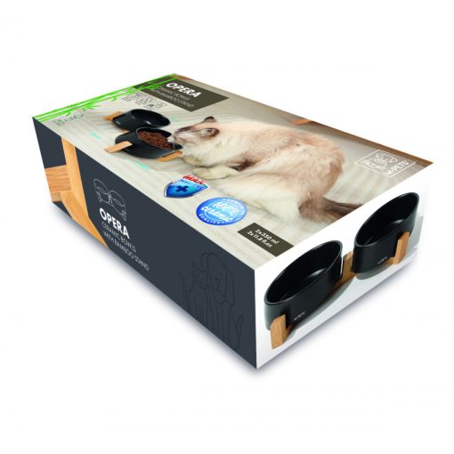 M-PETS kerámia duplatál bambusz állványon 34x18,5x9cm