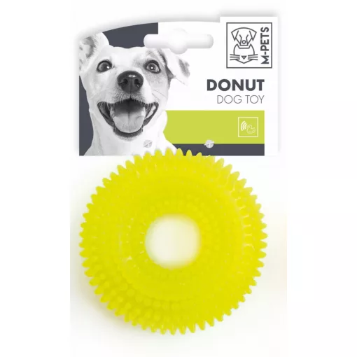 M-PETS kutyajáték csipogó karika 9cm sárga