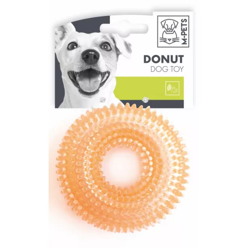 M-PETS kutyajáték csipogó karika 9cm narancs