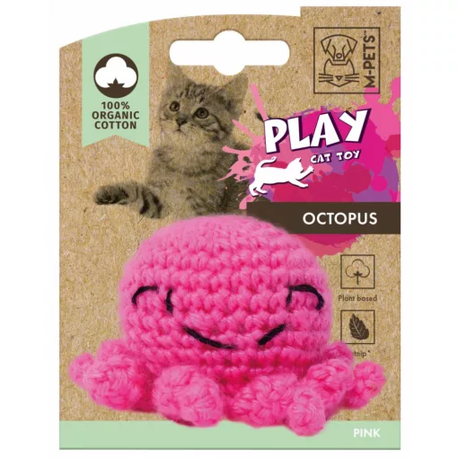 M-PETS macskajáték horgolt polip 100% bio pamut 7,5x7,5x5,5cm pink