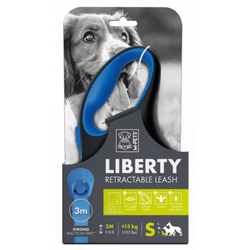 M-PETS automata póráz Liberty S 3m 15kg kék