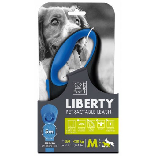 M-PETS automata póráz Liberty M 5m 20kg kék
