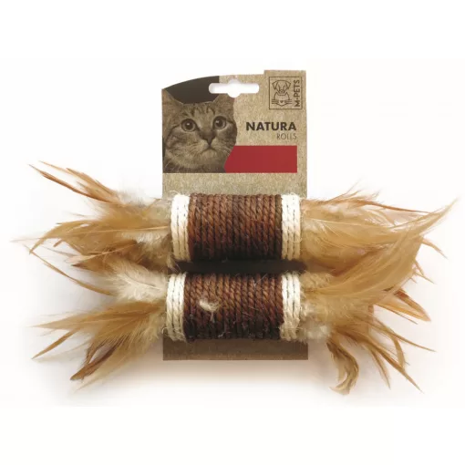 M-PETS macskajáték Natura tollas szizálhenger 4,5x24cm 2db