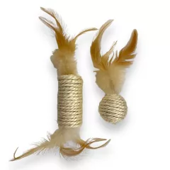   M-PETS macskajáték Natura tollas szizálhenger/golyó 20x3,5cm/12cmx4,5cm