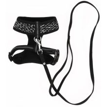 M-PETS hám szett macskáknak 1x90-170cm/33-48x26cm fekete