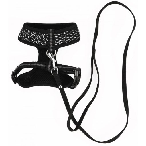 M-PETS hám szett macskáknak 1x90-170cm/33-48x26cm fekete