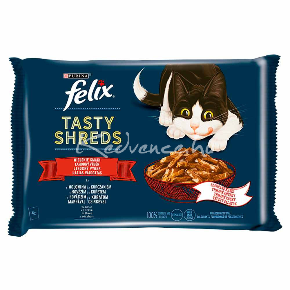 Felix Shreds Házias válogatás szószban macskaeledel 4x80g